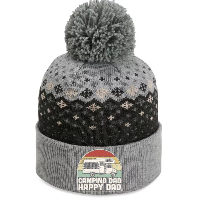 Camping Dad Happy Dad Retro Best Dad The Baniff Cuffed Pom Beanie