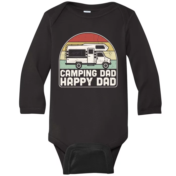 Camping Dad Happy Dad Retro Best Dad Baby Long Sleeve Bodysuit