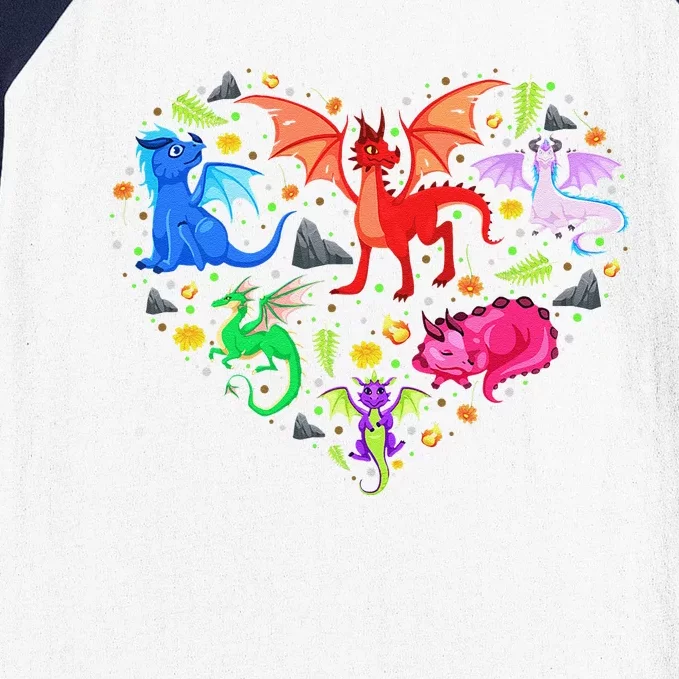 Cute Dragon Heart Valentine's Day Funny Animals Lover Baseball Sleeve Shirt