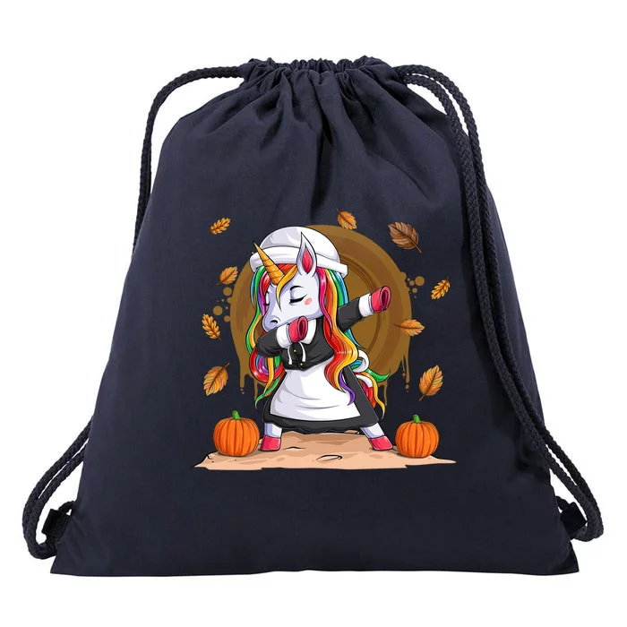 Cute Dabbing Happy Unicorn Thanksgiving Gift Gift Drawstring Bag