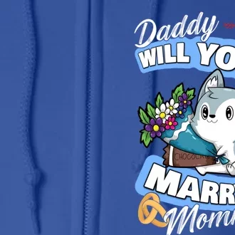 Cute Dog Husky Wedding Offer Daddy Will You Marry My Mommy Gift Full Zip Hoodie