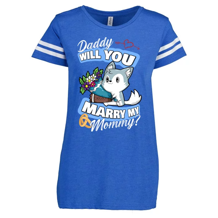 Cute Dog Husky Wedding Offer Daddy Will You Marry My Mommy Gift Enza Ladies Jersey Football T-Shirt