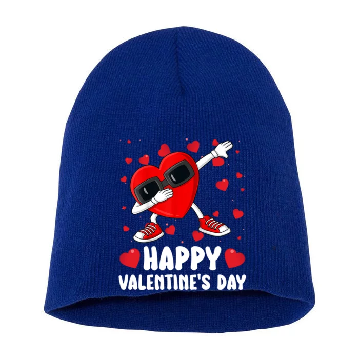 Cute Dabbing Heart Happy Valentines Day Hearts Funny Gift Short Acrylic Beanie