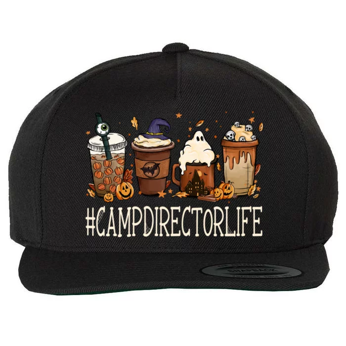 Camp Director Horror Fall Coffee Spooky Halloween Pumpkin Great Gift Wool Snapback Cap