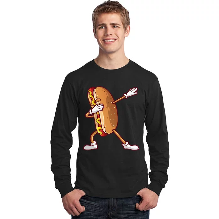 Cute Dabbing Hot Dog Design For  Dancing Food Tall Long Sleeve T-Shirt