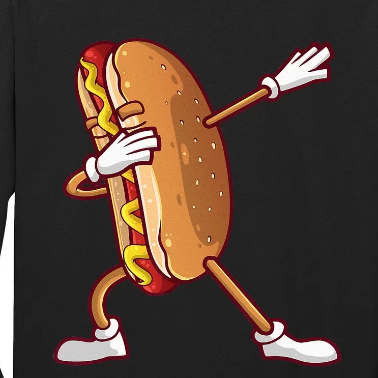 Cute Dabbing Hot Dog Design For  Dancing Food Tall Long Sleeve T-Shirt