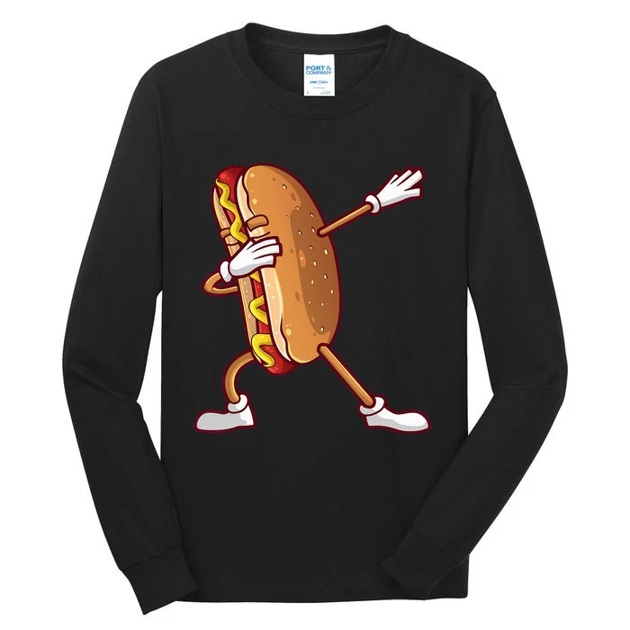 Cute Dabbing Hot Dog Design For  Dancing Food Tall Long Sleeve T-Shirt