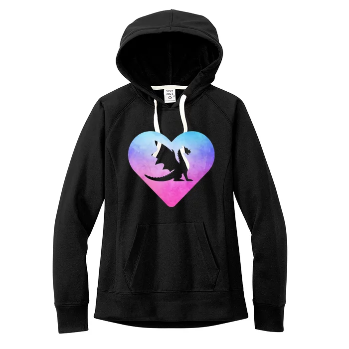 Cute Dragon Heart Design I Love Dragons Women's Fleece Hoodie