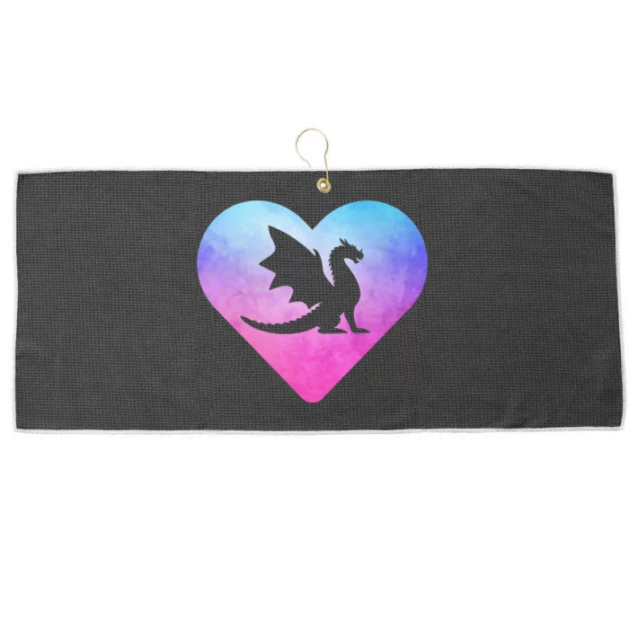 Cute Dragon Heart Design I Love Dragons Large Microfiber Waffle Golf Towel