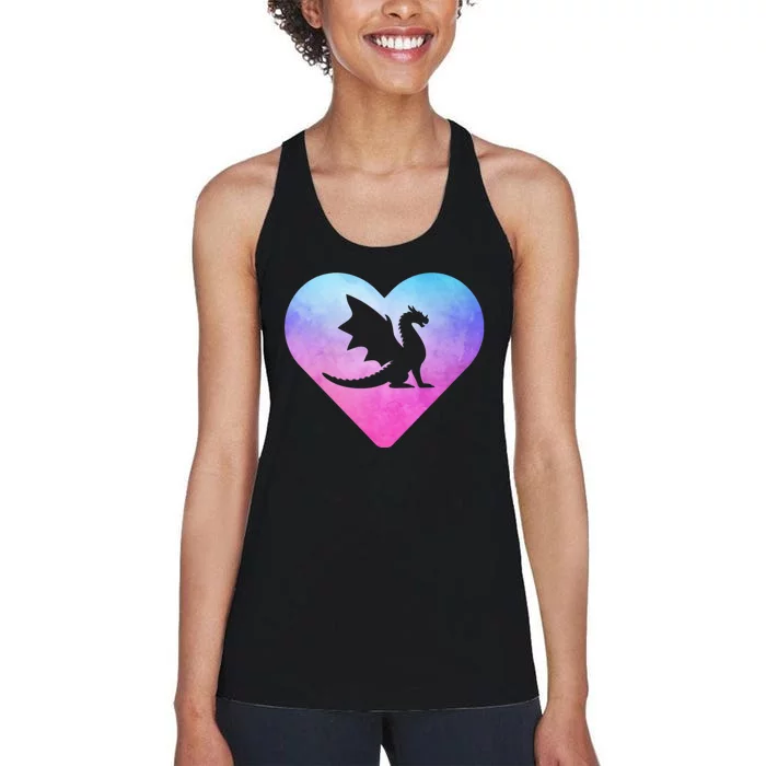 Cute Dragon Heart Design I Love Dragons Women's Racerback Tank