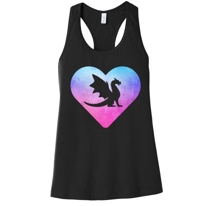 Cute Dragon Heart Design I Love Dragons Women's Racerback Tank