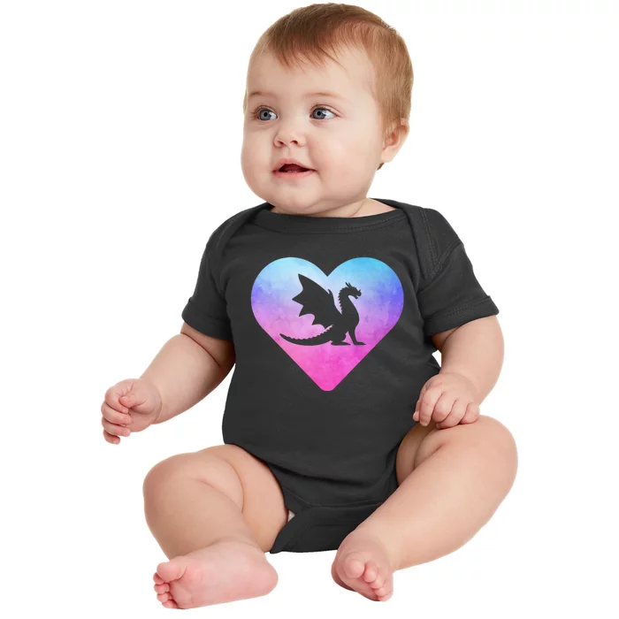 Cute Dragon Heart Design I Love Dragons Baby Bodysuit