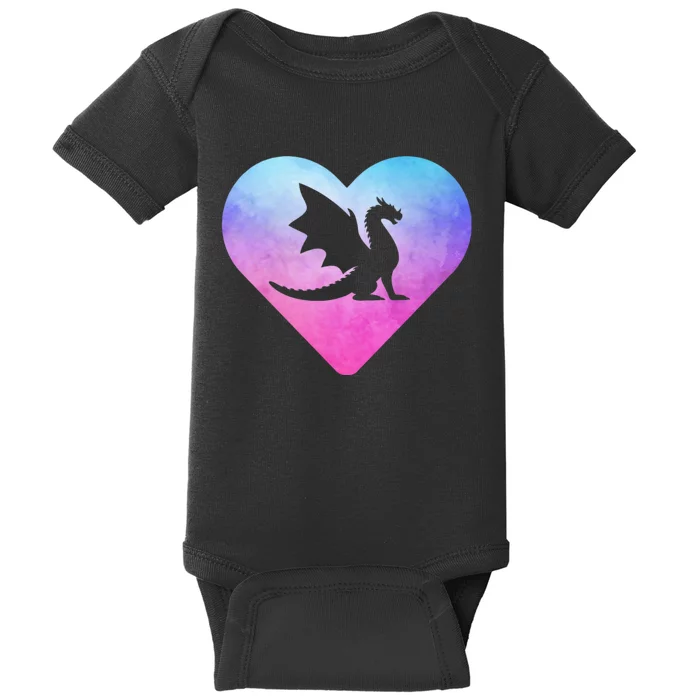 Cute Dragon Heart Design I Love Dragons Baby Bodysuit