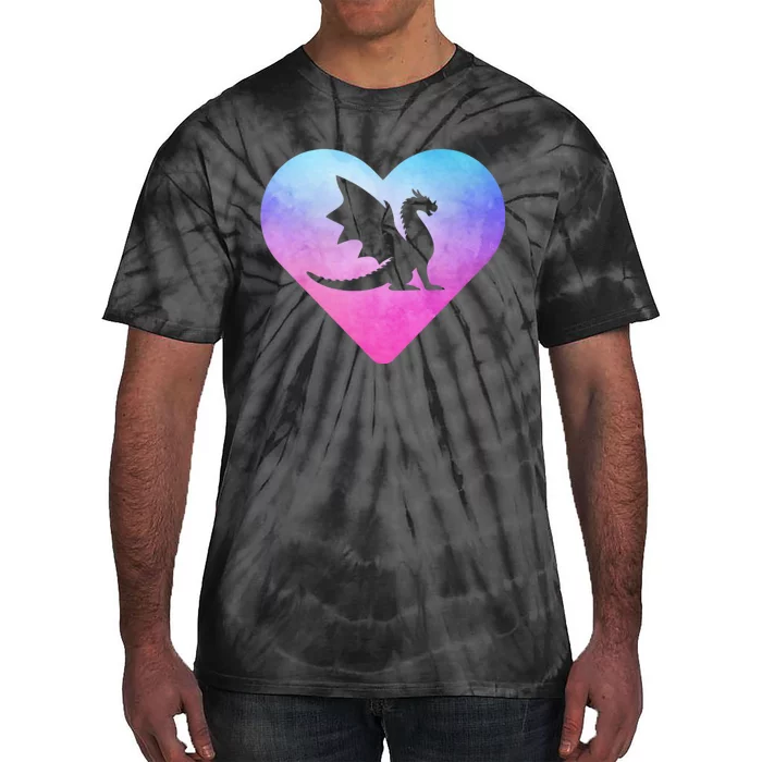 Cute Dragon Heart Design I Love Dragons Tie-Dye T-Shirt