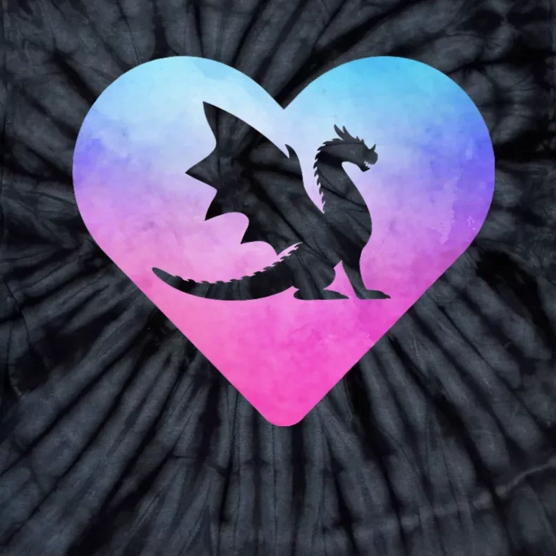 Cute Dragon Heart Design I Love Dragons Tie-Dye T-Shirt