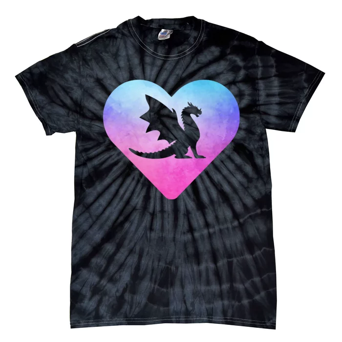 Cute Dragon Heart Design I Love Dragons Tie-Dye T-Shirt