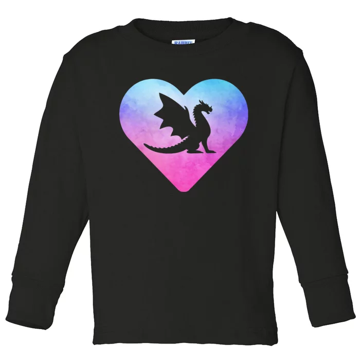 Cute Dragon Heart Design I Love Dragons Toddler Long Sleeve Shirt