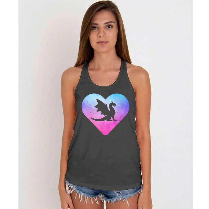 Cute Dragon Heart Design I Love Dragons Women's Knotted Racerback Tank