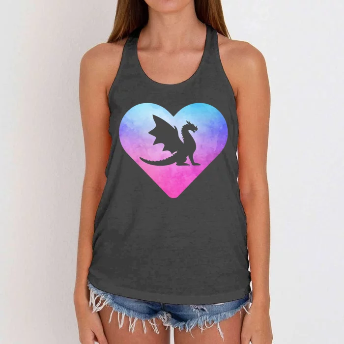 Cute Dragon Heart Design I Love Dragons Women's Knotted Racerback Tank