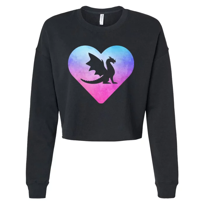 Cute Dragon Heart Design I Love Dragons Cropped Pullover Crew