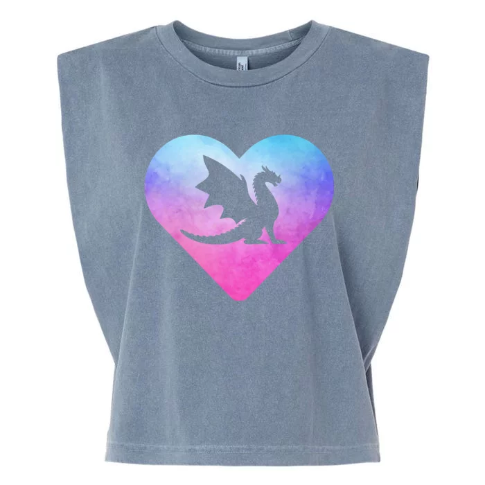 Cute Dragon Heart Design I Love Dragons Garment-Dyed Women's Muscle Tee