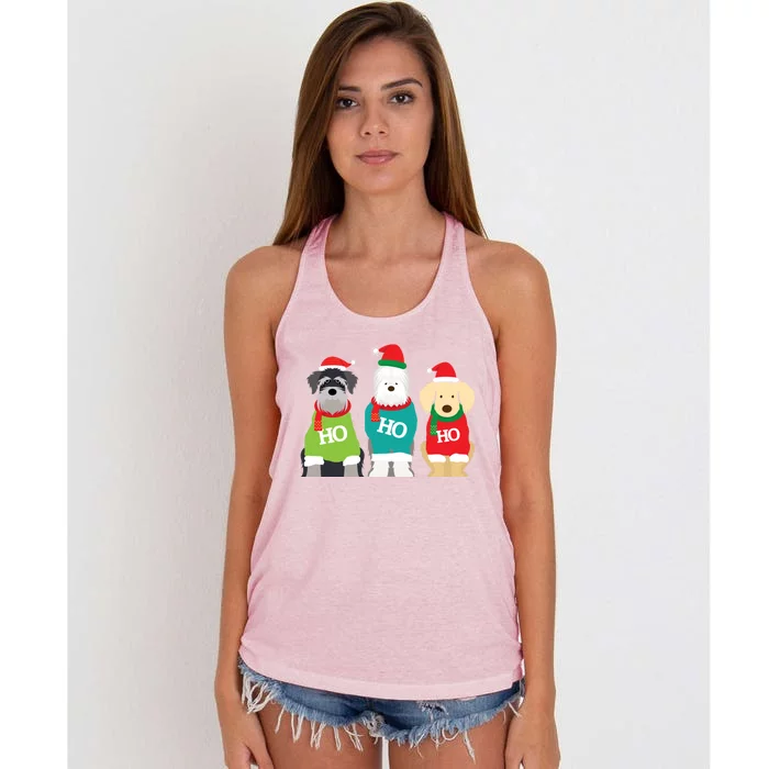 Christmas Dogs Ho Ho Ho Holiday Meaningful Gift Women's Knotted Racerback Tank