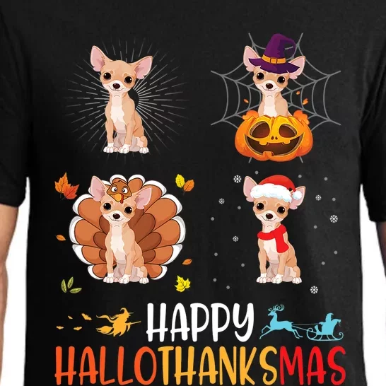 Chihuahua Dog Hallothanksmas Halloween Thanksgiving Xmas Pajama Set