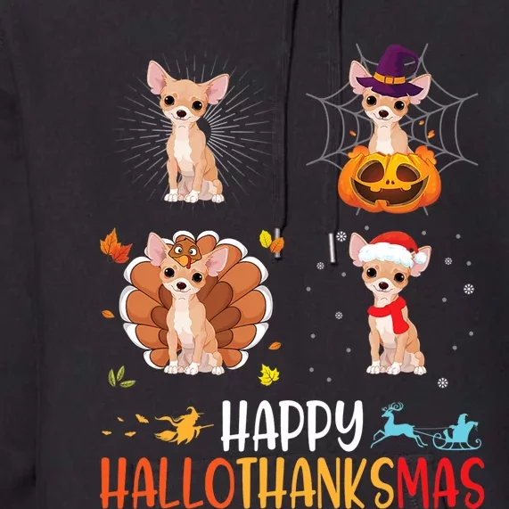 Chihuahua Dog Hallothanksmas Halloween Thanksgiving Xmas Premium Hoodie