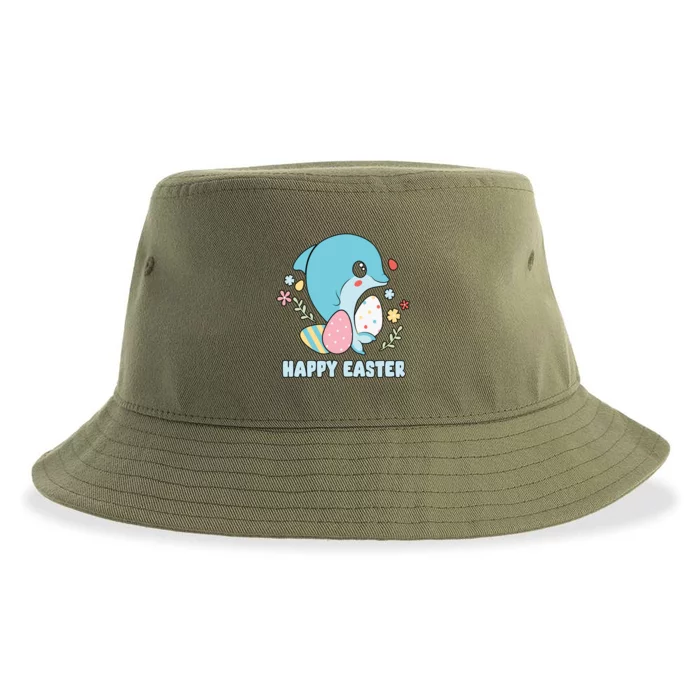 Cute Dolphin Happy Easter Day Egg Hunter Cute Gift Sustainable Bucket Hat