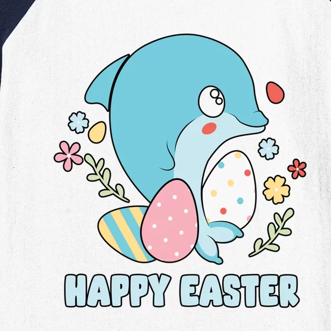 Cute Dolphin Happy Easter Day Egg Hunter Cute Gift Baseball Sleeve Shirt