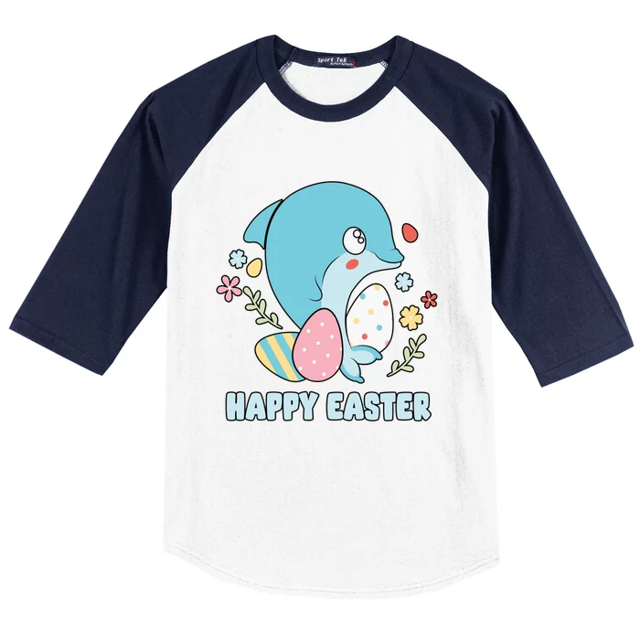 Cute Dolphin Happy Easter Day Egg Hunter Cute Gift Baseball Sleeve Shirt