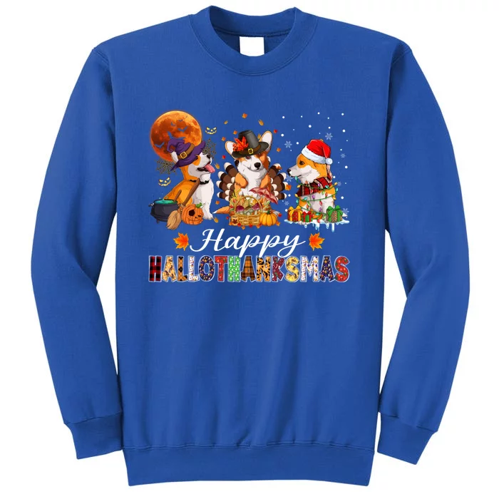 Corgi Dogs Halloween Thanksgiving Christmas Hallothanksmas Gift Tall Sweatshirt