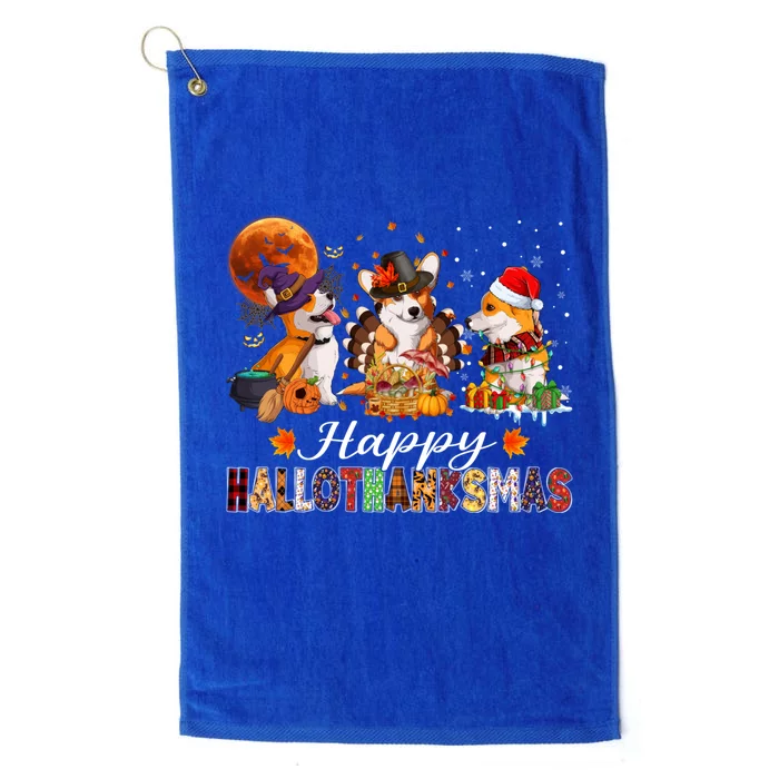 Corgi Dogs Halloween Thanksgiving Christmas Hallothanksmas Gift Platinum Collection Golf Towel