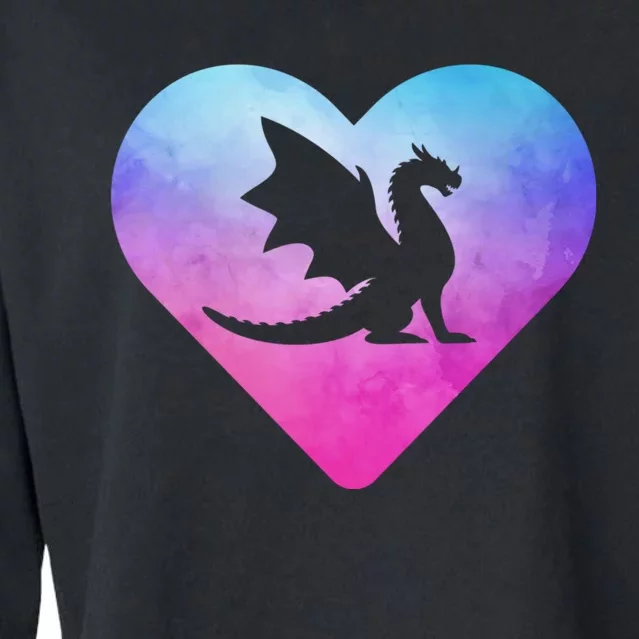 Cute Dragon Heart Love Cropped Pullover Crew