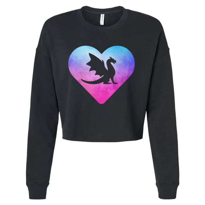 Cute Dragon Heart Love Cropped Pullover Crew