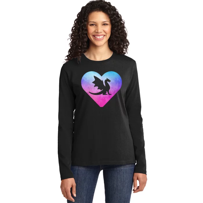 Cute Dragon Heart Love Ladies Long Sleeve Shirt