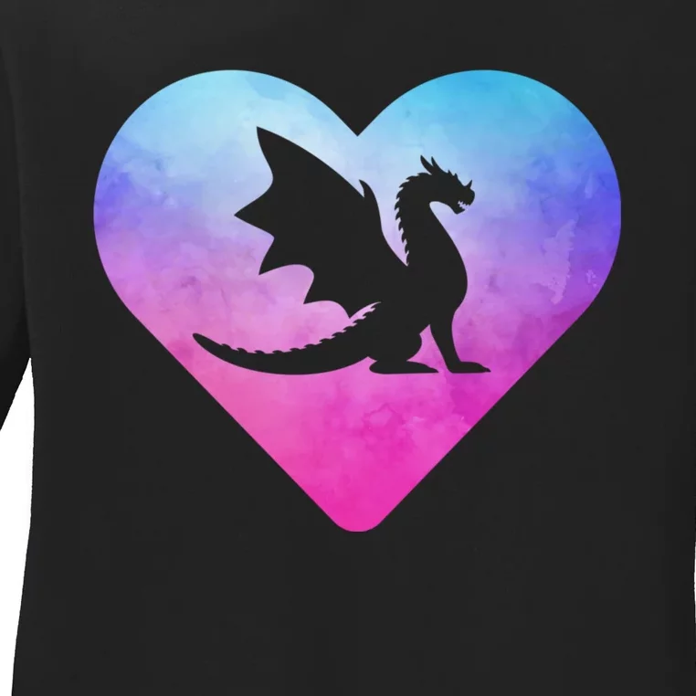 Cute Dragon Heart Love Ladies Long Sleeve Shirt