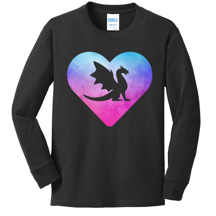 Cute Dragon Heart Love Kids Long Sleeve Shirt