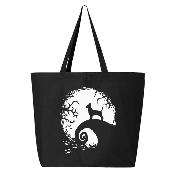 Chihuahua Dog Halloween With Moon Pumpkin Silhouette 25L Jumbo Tote