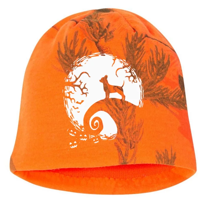 Chihuahua Dog Halloween With Moon Pumpkin Silhouette Kati - Camo Knit Beanie