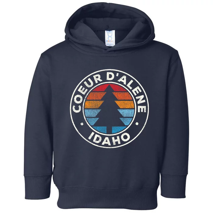 Coeur DAlene Idaho ID Vintage Graphic Retro 70s Toddler Hoodie