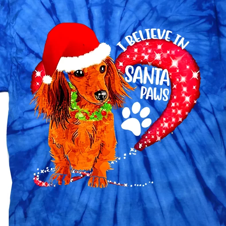 Christmas Dog I Believe In Santa Paws Gift Tie-Dye T-Shirt