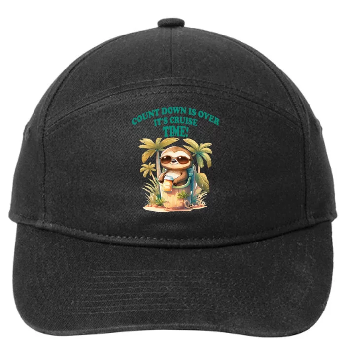 Count Down Is Over Its Cruise Time Funny Sloth Cruise 7-Panel Snapback Hat