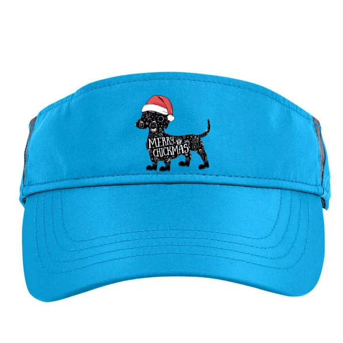 Christmas Dachshund In Santa Hat Cute Merry Chickmas Meaningful Gift Adult Drive Performance Visor