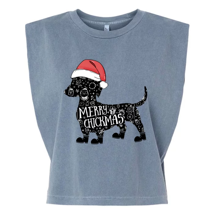 Christmas Dachshund In Santa Hat Cute Merry Chickmas Meaningful Gift Garment-Dyed Women's Muscle Tee