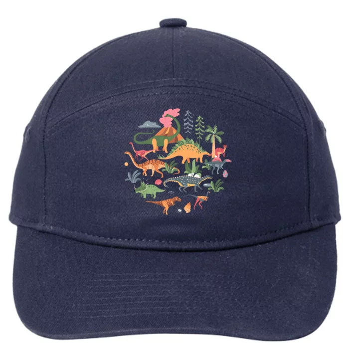 Cute Dinosaurs / Illustration Dino Collection Classic 7-Panel Snapback Hat