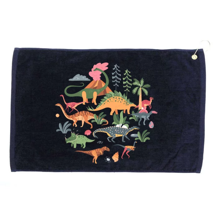 Cute Dinosaurs / Illustration Dino Collection Classic Grommeted Golf Towel