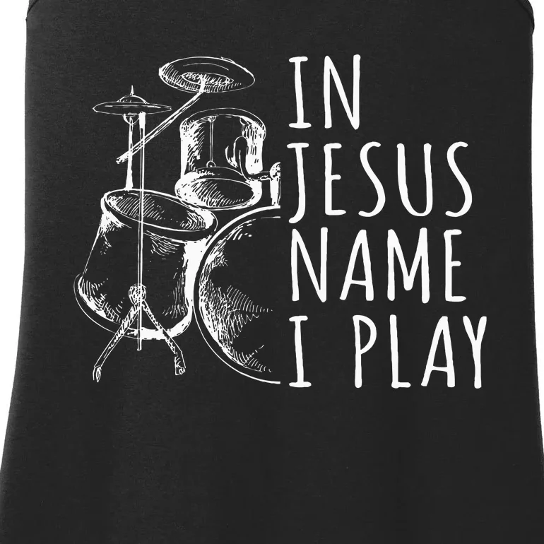 Christian Drumming In Jesus Name Play Drums Worship Drummer Ladies Essential Tank