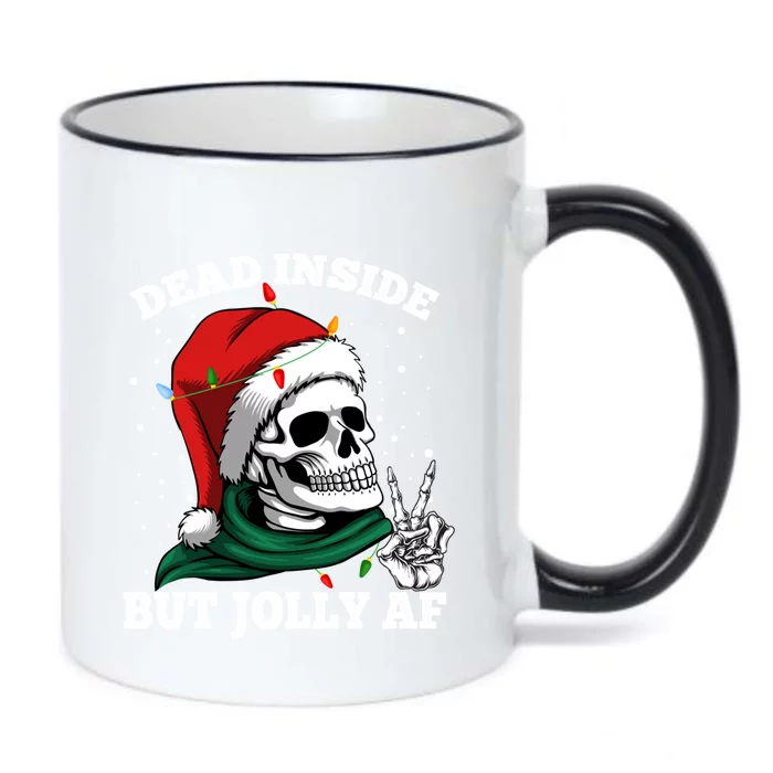 Christmas Dead Inside But Jolly Af Skull Santa Skeleton Gift Black Color Changing Mug