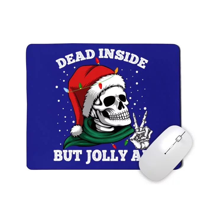 Christmas Dead Inside But Jolly Af Skull Santa Skeleton Gift Mousepad